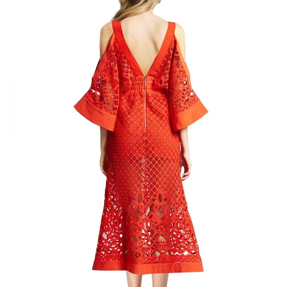 ALICE MCCALL Break Love Red Lace Cold Shoulder Midi Dress - Picture 9 of 16